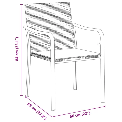  3 részes kertibútor szett párnákkal, fekete poli rattan