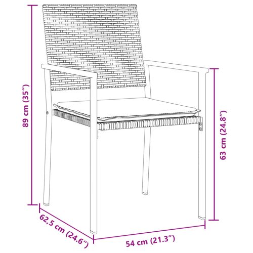  5 darabos kert étkező szett párnákkal, fekete polirattan
