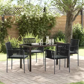  Kert étkező szett 5 pcs Fekete PE Rattan