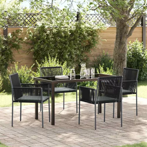  Kert étkező szett 5 pcs Fekete PE Rattan