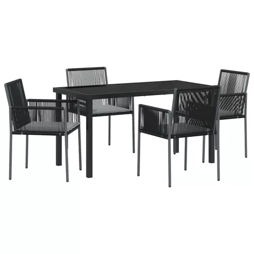  Kert étkező szett 5 pcs Fekete PE Rattan