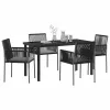  Kert étkező szett 5 pcs Fekete PE Rattan