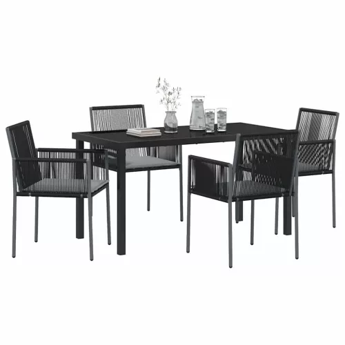  Kert étkező szett 5 pcs Fekete PE Rattan