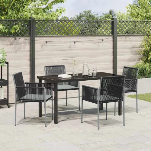  Kert étkező szett 5 pcs Fekete PE Rattan