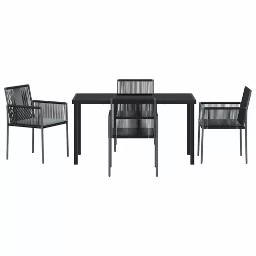  Kert étkező szett 5 pcs Fekete PE Rattan