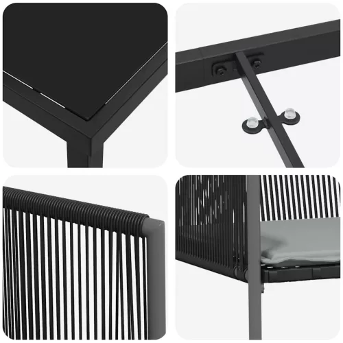  Kert étkező szett 5 pcs Fekete PE Rattan