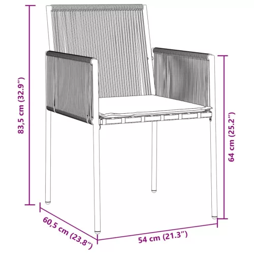  Kert étkező szett 5 pcs Fekete PE Rattan