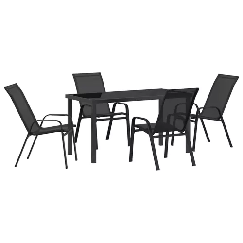  Kert étkező szett 5 pcs Fekete Porfestett acél