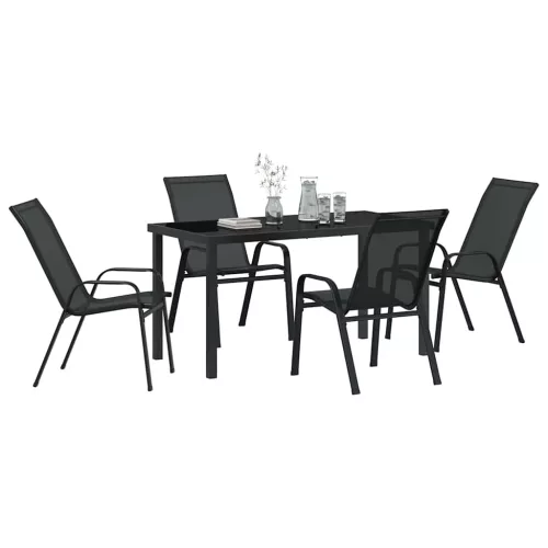  Kert étkező szett 5 pcs Fekete Porfestett acél