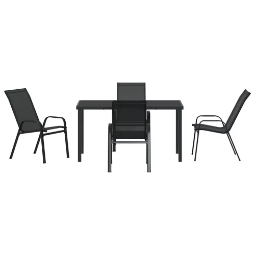  Kert étkező szett 5 pcs Fekete Porfestett acél