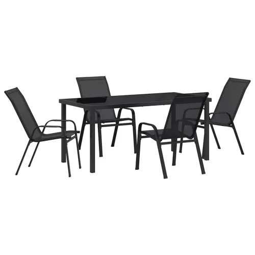  Kert étkező szett 5 pcs Fekete Porfestett acél