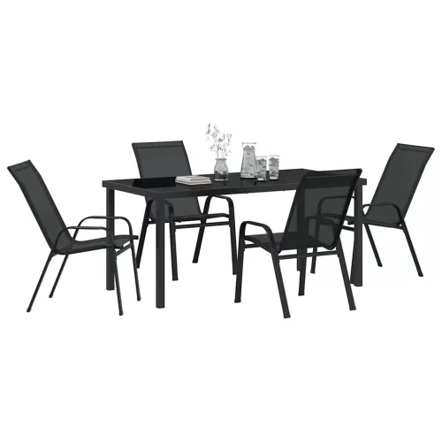  Kert étkező szett 5 pcs Fekete Porfestett acél