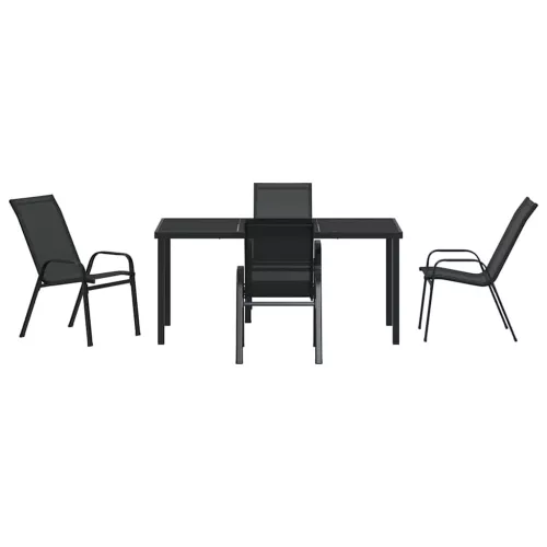  Kert étkező szett 5 pcs Fekete Porfestett acél