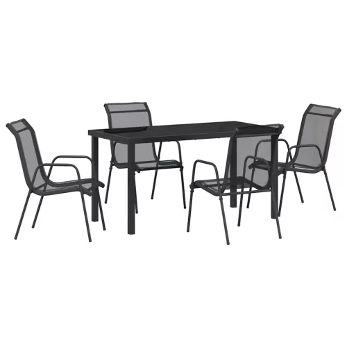  Kert étkező szett 5 pcs Fekete Porszórt acél