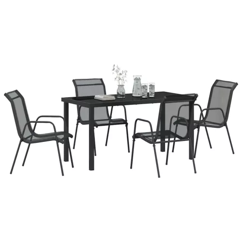  Kert étkező szett 5 pcs Fekete Porszórt acél
