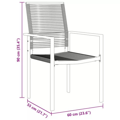  5 részes Kerti Étkező Készlet Fekete PVC Rattan