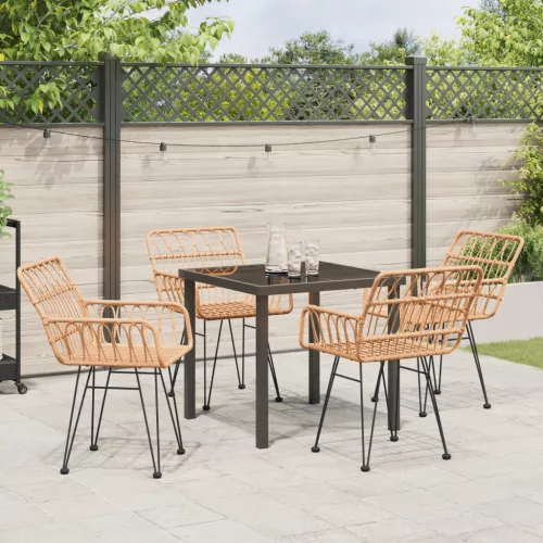  5 darabos Kerti Étkező Szett Barna Poly Rattan