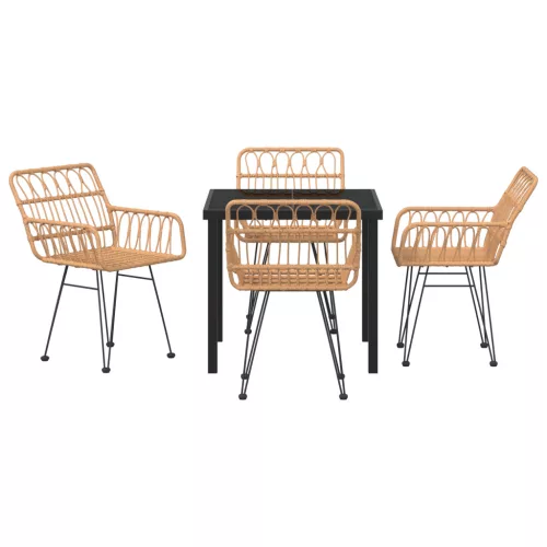  5 darabos Kerti Étkező Szett Barna Poly Rattan