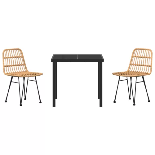  3 darabos kerti étkező szett barna polirattannal