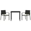  3 Darabos Kerti Étkező Szett Fekete Polirattan