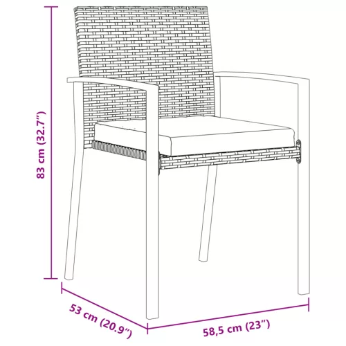  3 Darabos Kerti Étkező Szett Fekete Polirattan