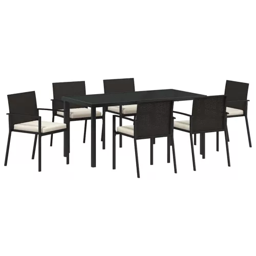  Kert étkező szett 7 pcs Fekete Porszórt acél