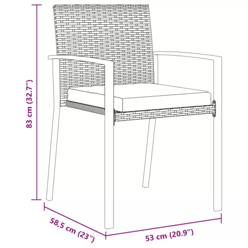  5 részes Kerti Étkező Szett Szürke Polirattan