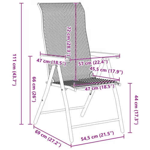  3 darabos Kerti Étkezőkészlet Fekete Polirattan