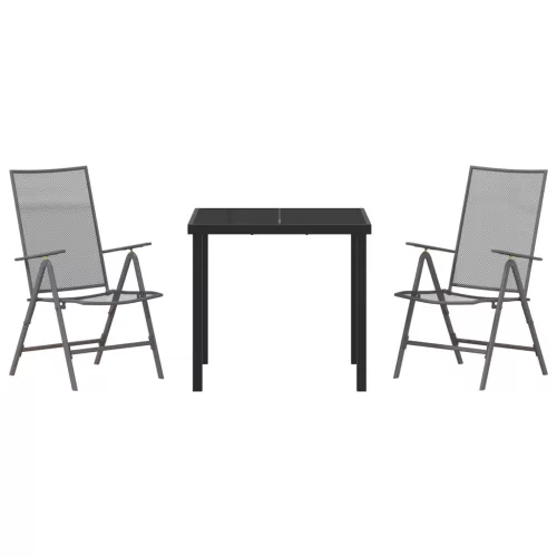 3 részes kert étkező szett antracit acél