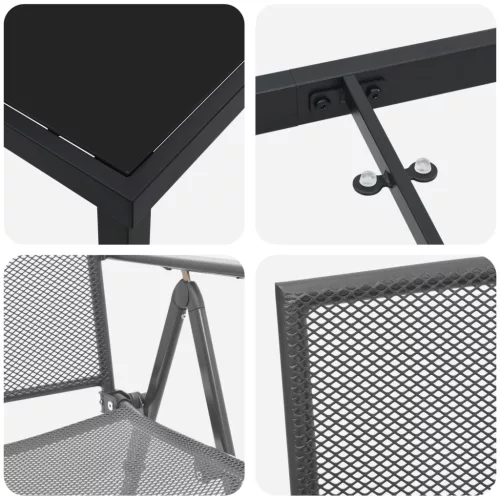  3 részes kert étkező szett antracit acél