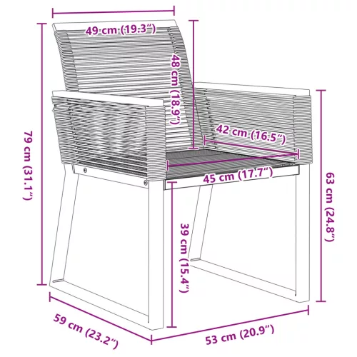  3 Részes Kerti Étkező Szett Fekete Poliratant