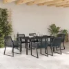  Kert étkező szett 7 pcs Fekete Porszórt acél