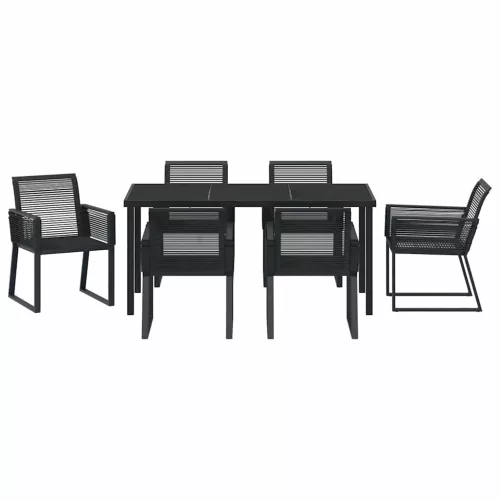  Kert étkező szett 7 pcs Fekete Porszórt acél