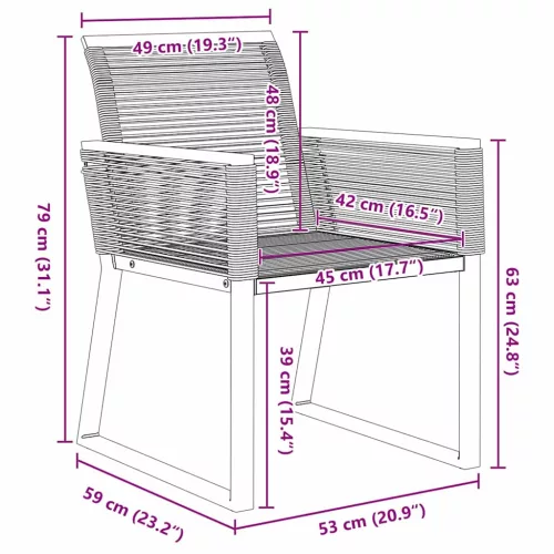  Kert étkező szett 7 pcs Fekete Porszórt acél