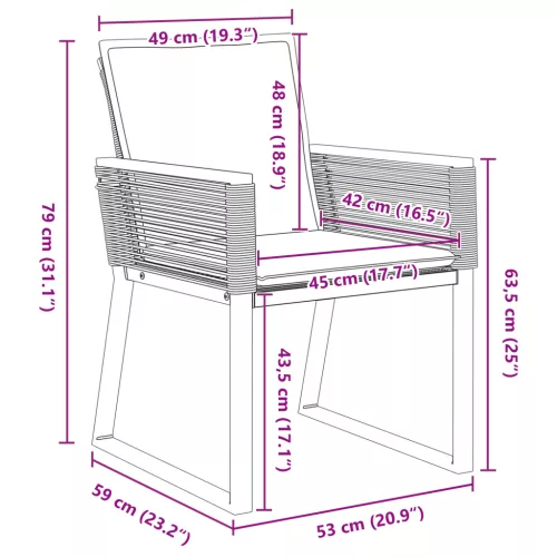  5 Darabos Kerti Étkező Szett Párnákkal Fekete Polirattan