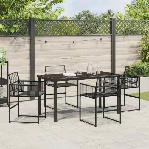  Kert étkező szett 5 pcs Fekete polirattan