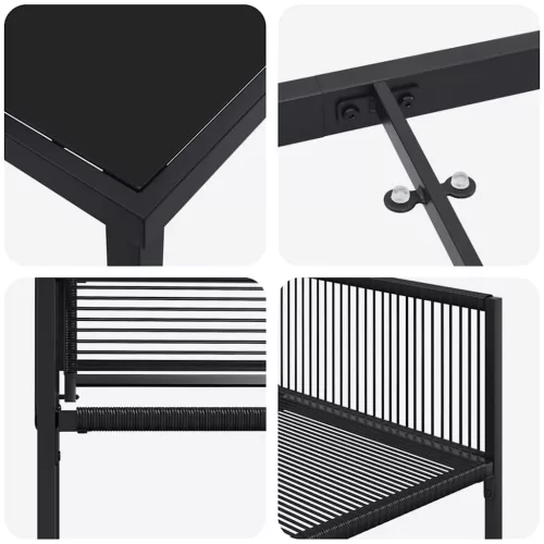  Kert étkező szett 5 pcs Fekete polirattan