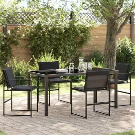  Kert étkező szett 5 pcs Fekete 160 x 80 x 73 cm