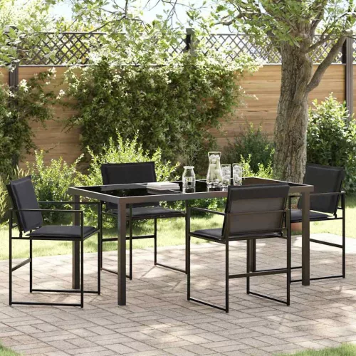  Kert étkező szett 5 pcs Fekete 160 x 80 x 73 cm