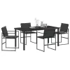  Kert étkező szett 5 pcs Fekete 160 x 80 x 73 cm