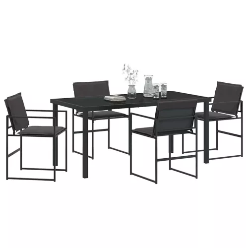  Kert étkező szett 5 pcs Fekete 160 x 80 x 73 cm