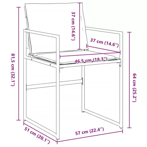  Kert étkező szett 5 pcs Fekete 160 x 80 x 73 cm