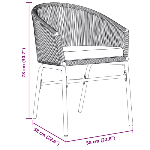  5 db-os kertiszék étkező szett - szürke polirattan
