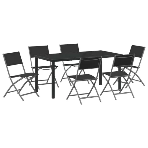  Kert étkező szett 7 pcs Fekete Porszórt acél