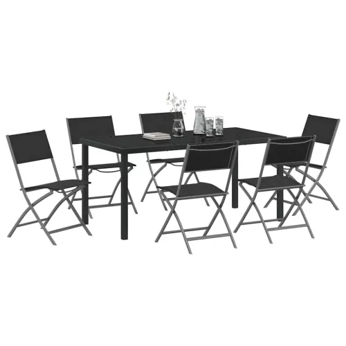  Kert étkező szett 7 pcs Fekete Porszórt acél