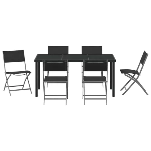  Kert étkező szett 7 pcs Fekete Porszórt acél