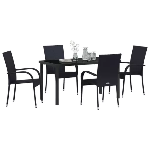  Kert étkező szett 5 pcs Fekete Porszórt acél