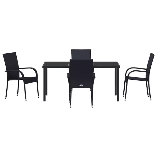  Kert étkező szett 5 pcs Fekete Porszórt acél