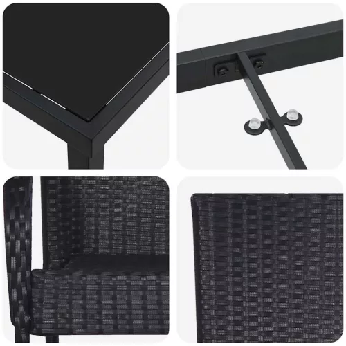  Kert étkező szett 5 pcs Fekete Porszórt acél