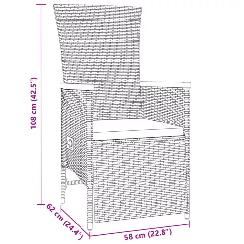  3 darabos kültéri étkező szett párnákkal Szürke Poli Rattan